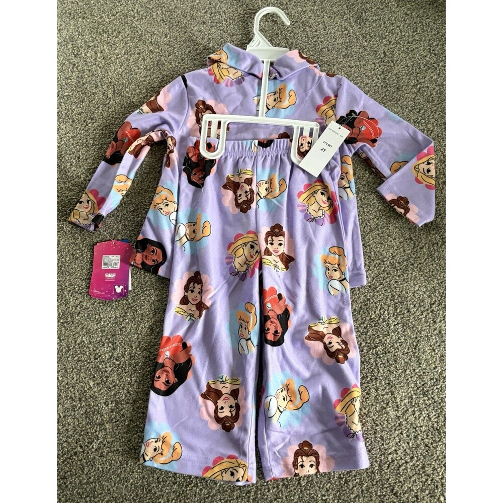 Girls Disney Princess Purple Pj Set Size 2T NWT A3 - Picture 2 of 2